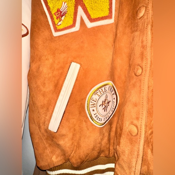 Free People For The Creative Spirit Leather Vintage Style Bomber Jacket - Picture 13 of 16